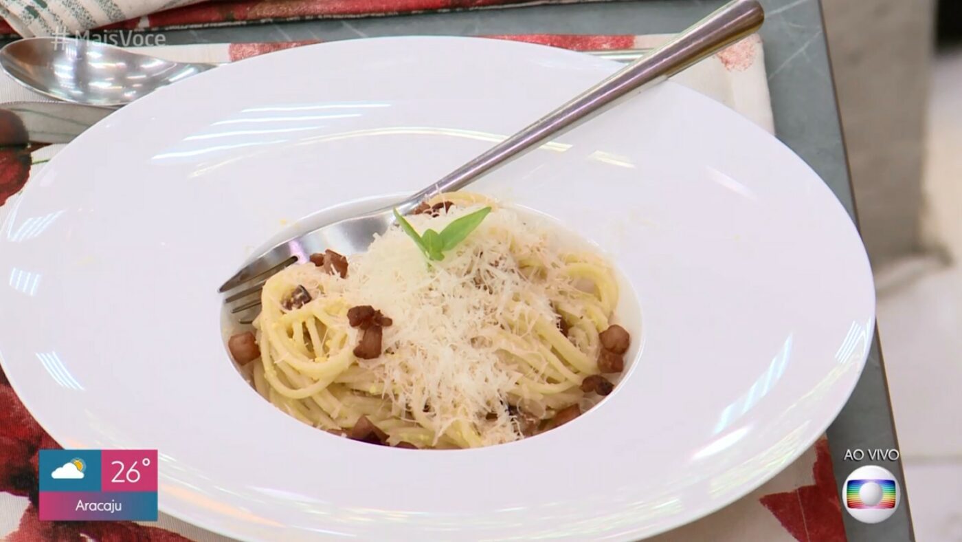 Receita de Macarrão à Carbonara do Mais Você 29/08/2019