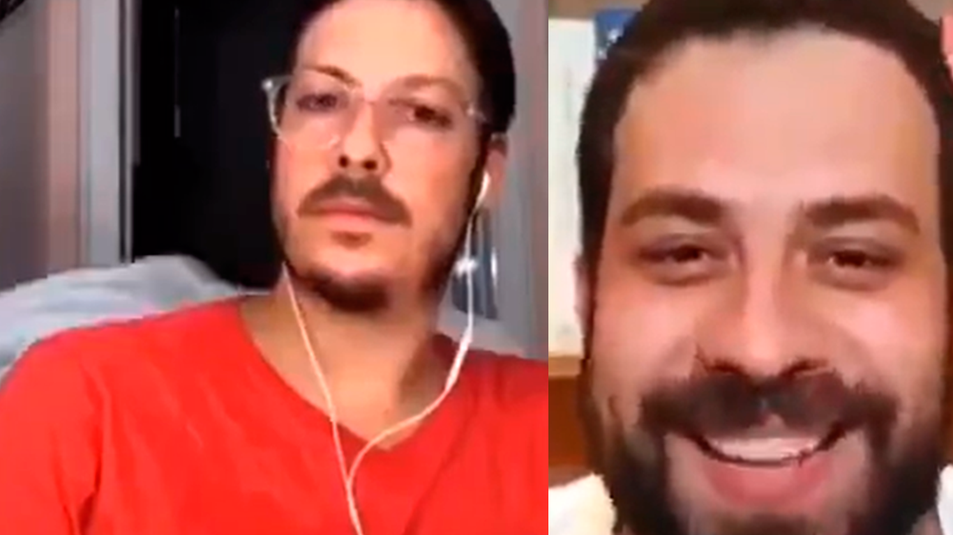Mulher de Fábio Porchat surge pelada em live do humorista com Guilherme Boulos; assista
