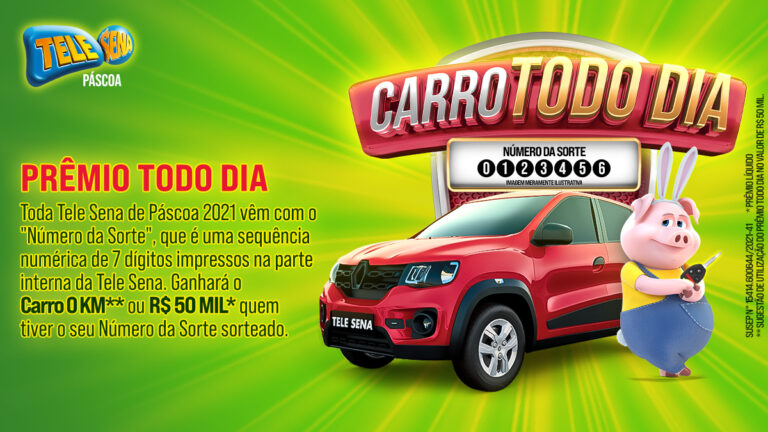 Resultado do Carro Todo Dia da Tele Sena de Páscoa, dia 21/03/2021