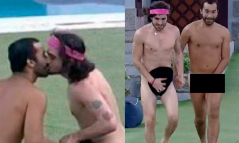 BBB21: Gilberto e Fiuk trocam selinho e pulam pelados na piscina; assista