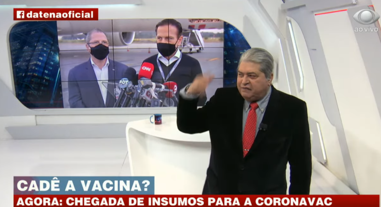 Datena perde a paciência com João Dória ao vivo e dispara: “Que se dane”