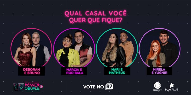 Enquete DR Power Couple Brasil 5: Deborah e Bruno x Márcia e Rod Bala x Mari e Matheus x Mirela e Yugnir; quem deve ficar?