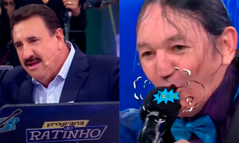 Marquito xinga Ratinho após tomar banho de água fria no SBT