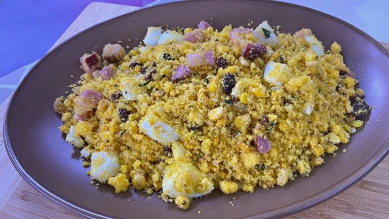 Receita Farofa de cuscuz da dona Jacira no Mais Você, 09/12/2021