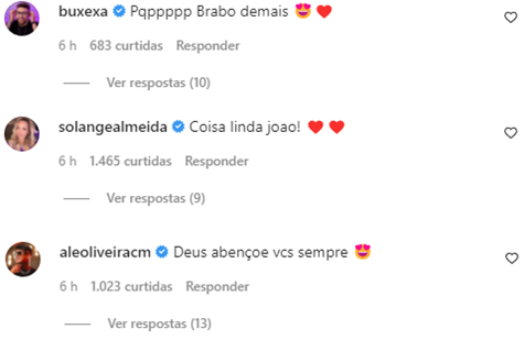 Comentários famosos João Gomes