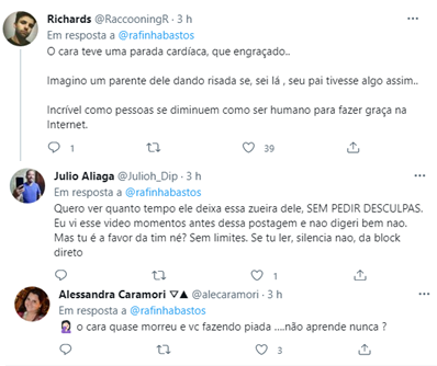 Comentários seguidores Rafinha Bastos