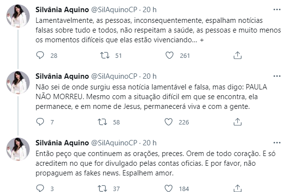 Comentários Silvania Aquino sobre Paulinha