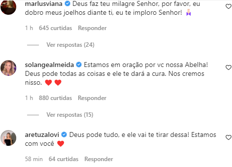 Comentários famosos Paulinha Abelha