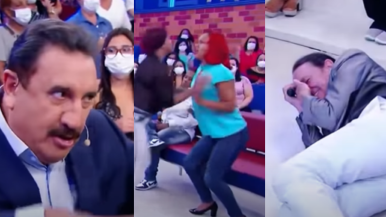 Convidadas saem no tapa, acertam sapatada em Marquito e Ratinho entra em desespero: “Não dá para continuar”
