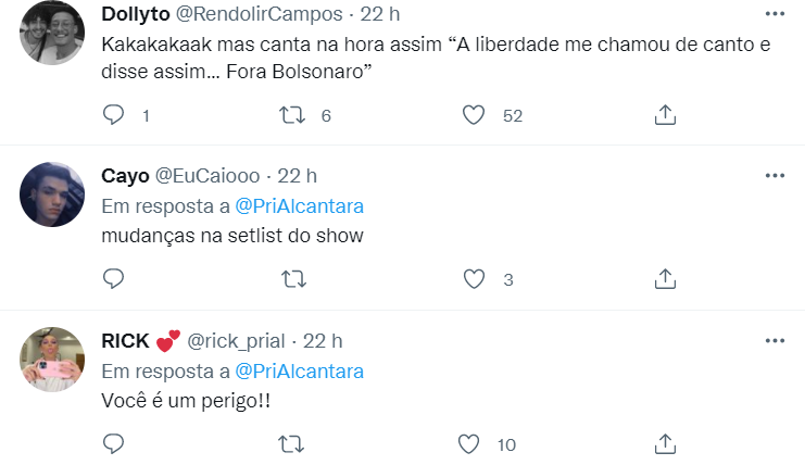 Comentários fãs Priscila