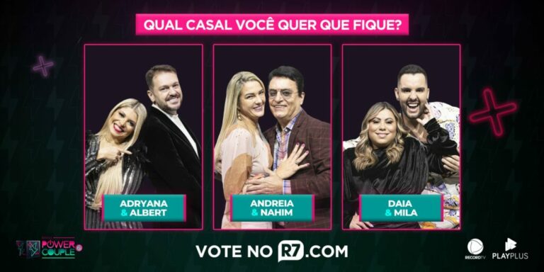 Enquete DR Power Couple Brasil 6: Albert e Adryana x Daia e Mila x Nahim e Andreia; quem deve ficar?