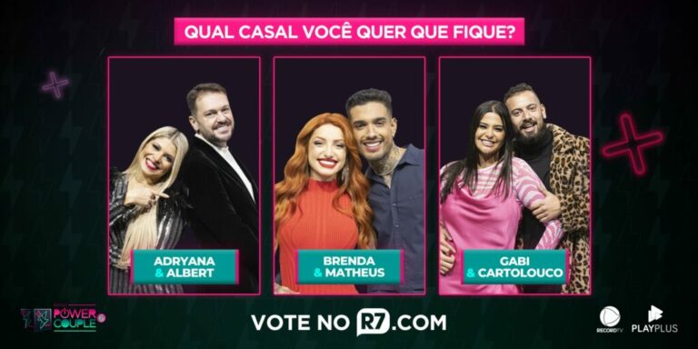 Enquete DR Power Couple Brasil 6: Adryana e Albert x Brenda e Matheus x Gabi e Cartolouco; quem deve ficar?