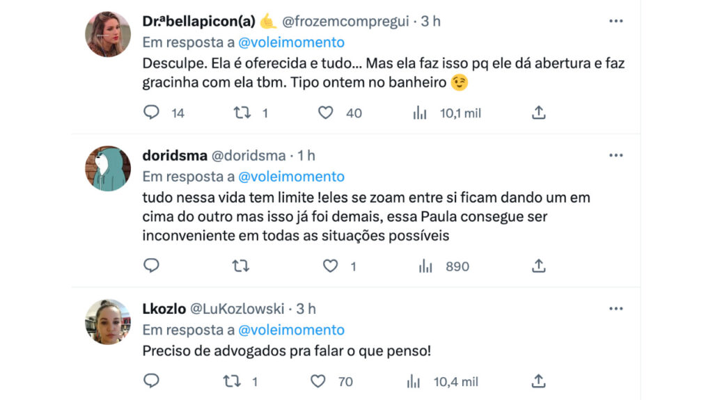 Comentários polêmica Sapato e Paula