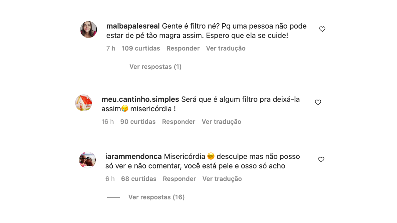 Comentários Keila Lima magreza