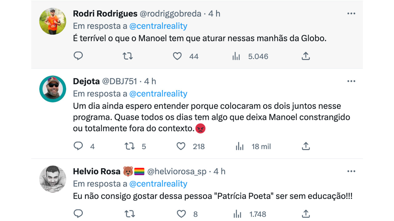 Comentários Patrícia x Manoel