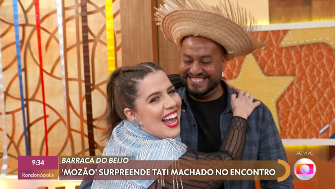 Tati Machado com o marido no Encontro