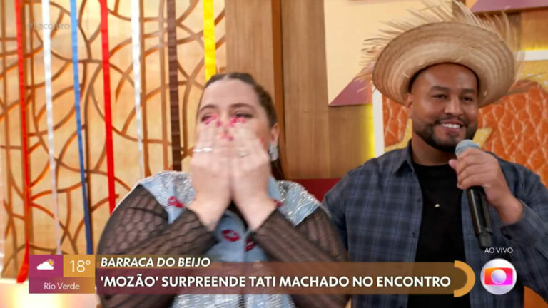 Marido de Tati Machado surpreende jornalista no “Encontro”