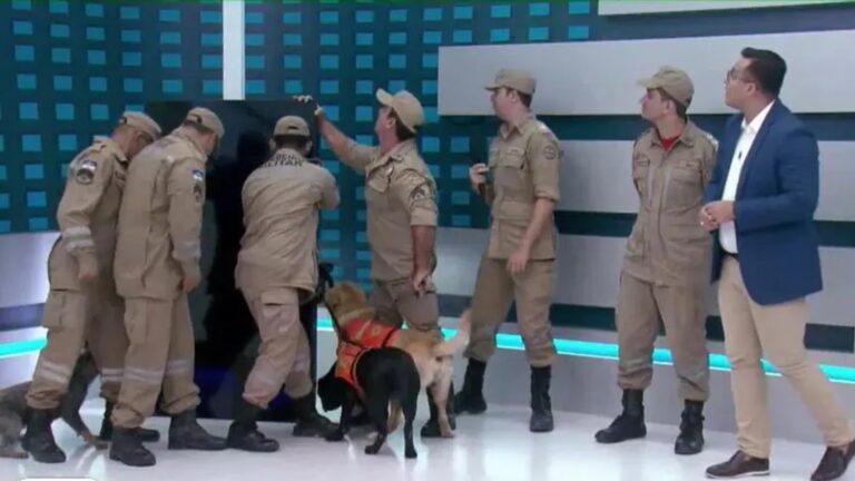 Telão de afiliada do SBT cai e quase atinge bombeiro
