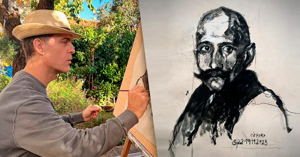  Além de ator, o espanhol Pedro Alonso também é pintor — Foto: Reprodução/Instagram
