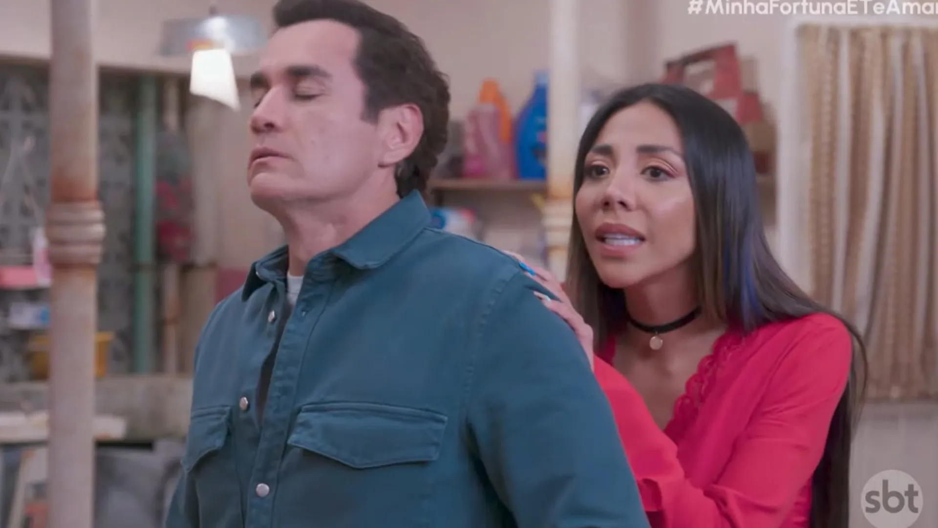 Vicente incomodado com Olga em Minha Fortuna é Te Amar
