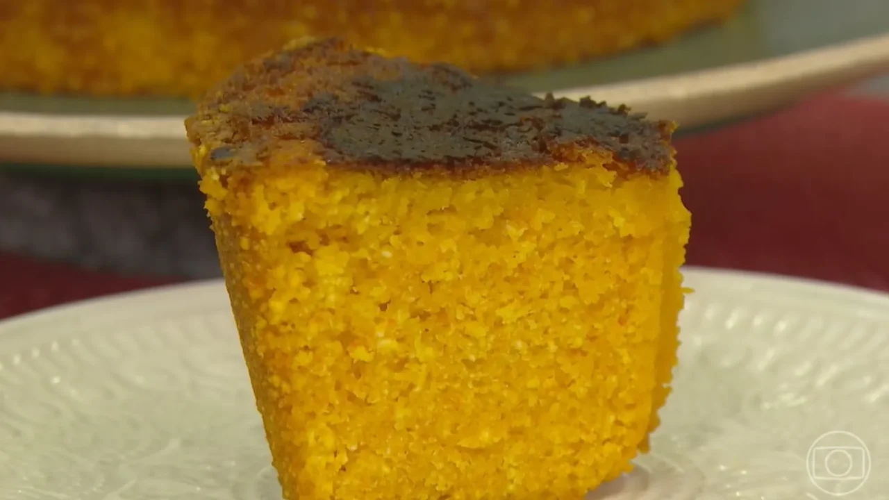 Pedaço do Bolo de flocão com Cenoura da Ana Maria Braga