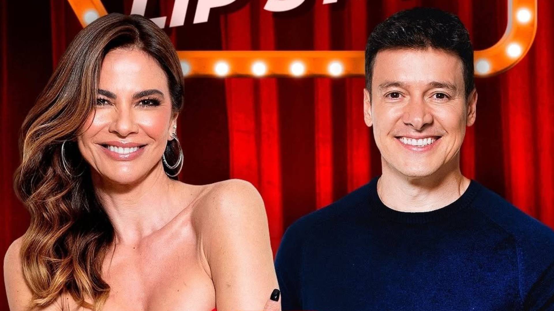 Luciana Gimenez e Rodrigo Faro na Batalha do Lip Sync no Domingão com Huck