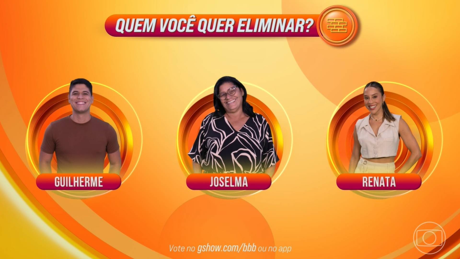 Guilherme, Joselma e Renata no Paredão do BBB 25