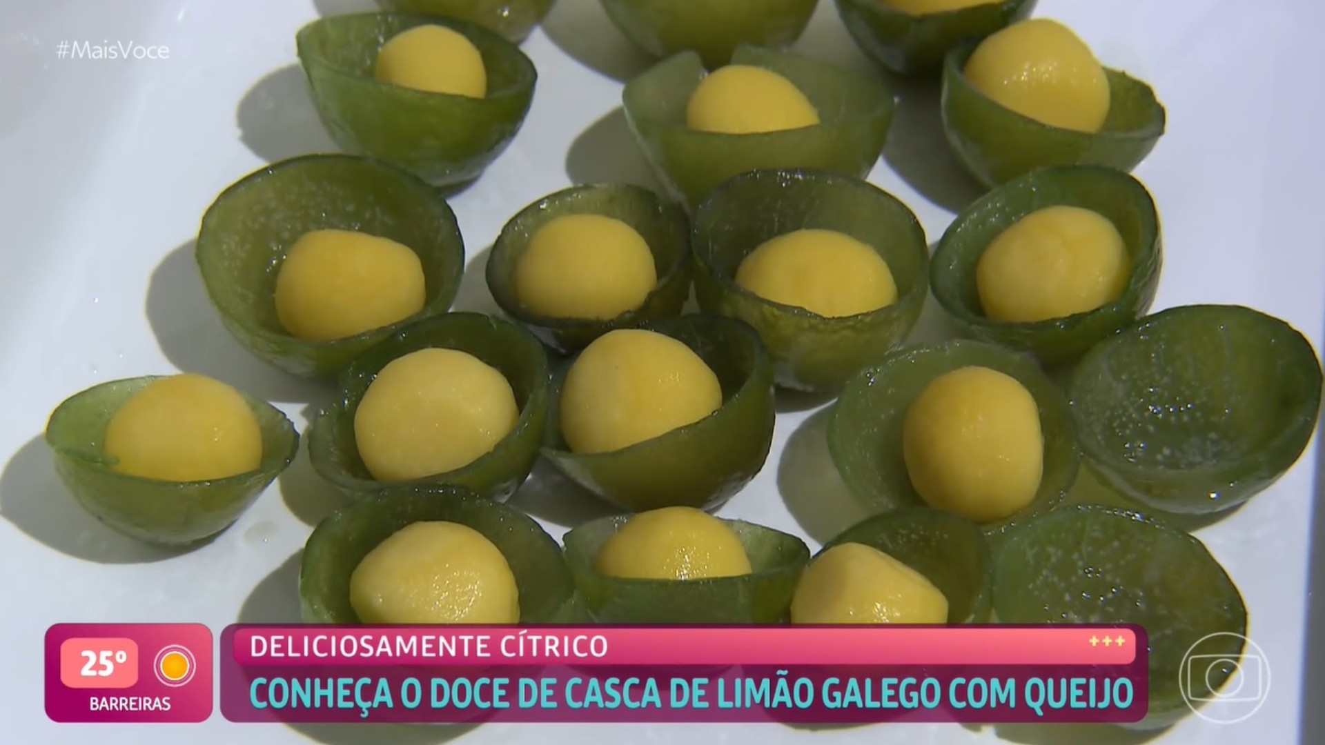 Doce de casca de limão galego com queijo no Mais Você