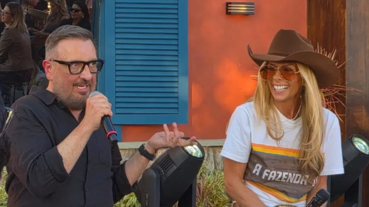 Rodrigo Carelli e Adriane Galisteu em A Fazenda 17