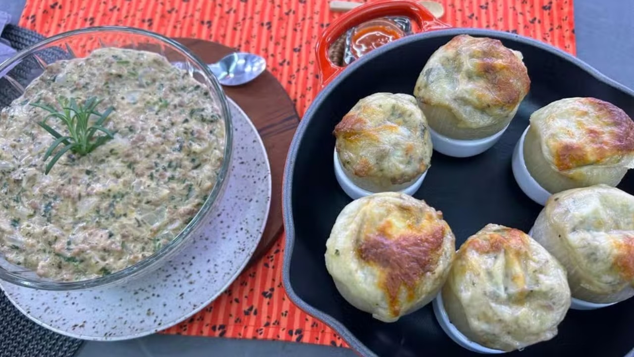 Cestinha de cebola recheada e gratinada no Mais Você