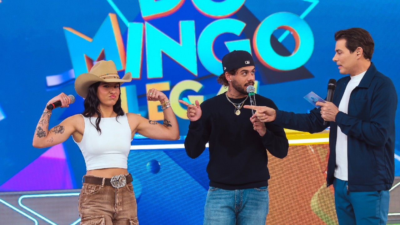 Ana Castela e Zé Felipe juntos no Domingo Legal