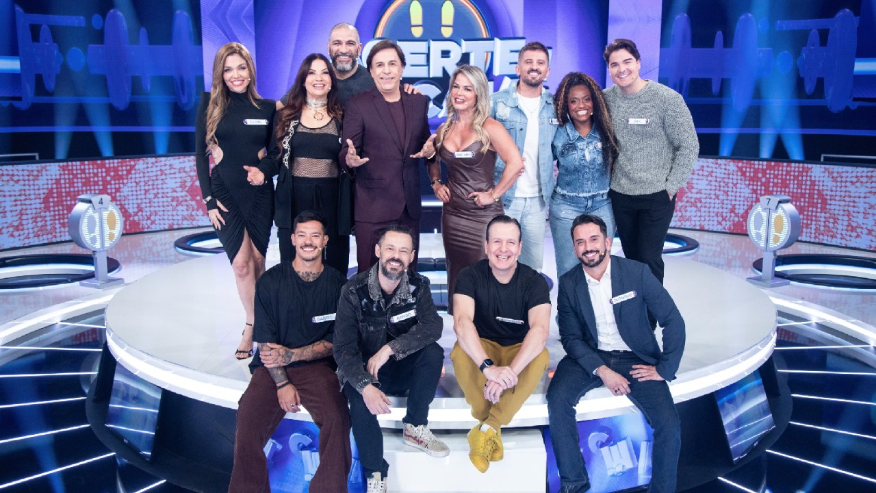 Celso Zucatelli, Dionísio Freitas e Isadora Ribeiro no Acerte ou Caia!