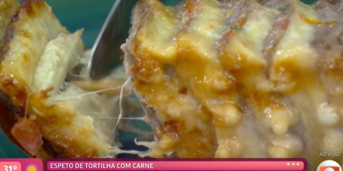 Espeto de tortilha com carne da Ana Maria Braga