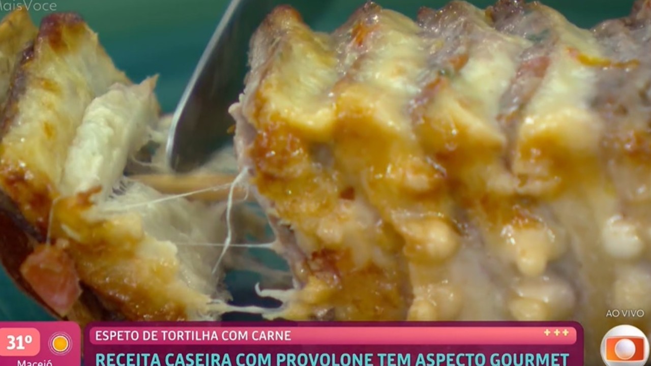 Espeto de tortilha com carne da Ana Maria Braga