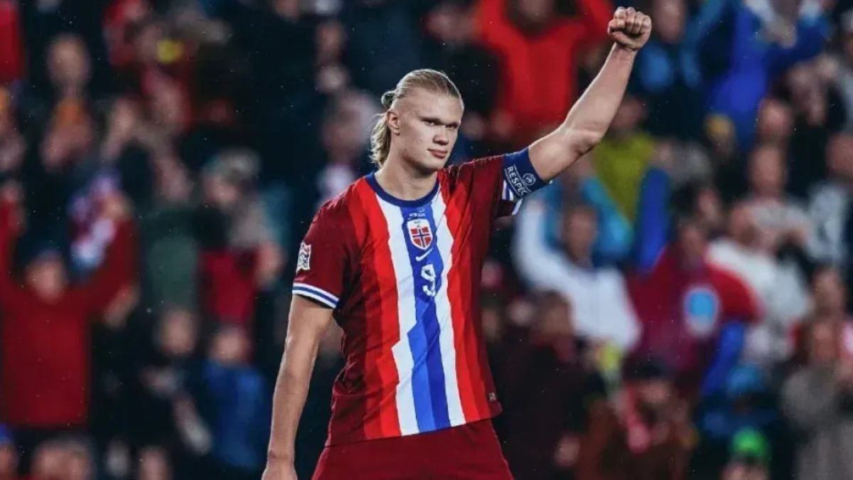 Haaland em jogo pela Seleção da Noruega