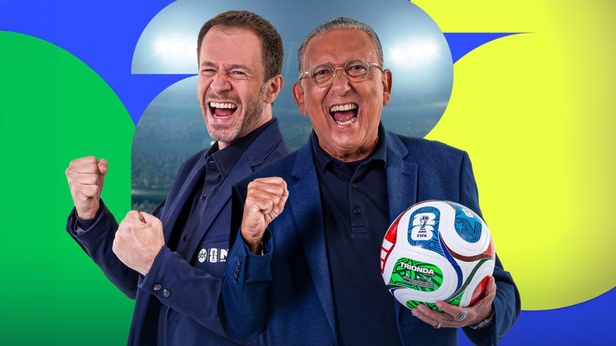Galvão Bueno e Tiago Leifert na Copa do SBT